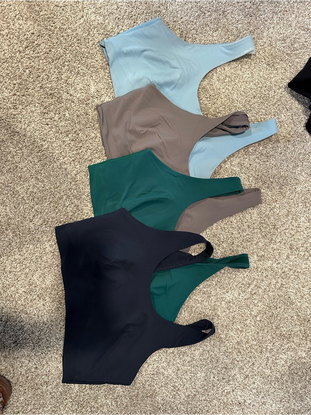 all in motion Seamless Scoop Sports Bras - Black, Green, Taupe, Light Blue